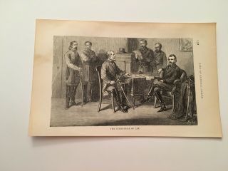 T27) Surrender Of Robert E Lee Appomattox Virginia Civil War C.  1879 Engraving