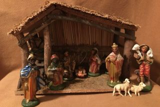 Vintage Christmas Sears & Roebuck 11 Piece Nativity Set
