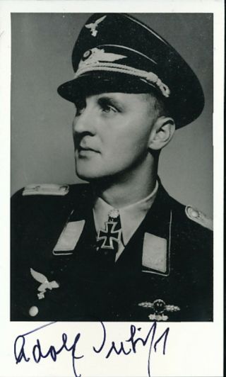 Adolf Dickfeld - Luftwaffe Ace Signed Photo.  136 Kills.  1000,  Missions.
