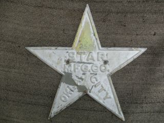 Vintage 1950s - 60s Embossed Star Manufacturing Mfg Co Steel Sign Oklahoma City Ok