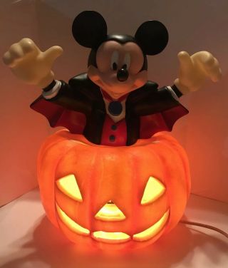 Vintage Disney Lighted Mickey Mouse Vampire Pumpkin Jack - O - Lantern Blow Mold
