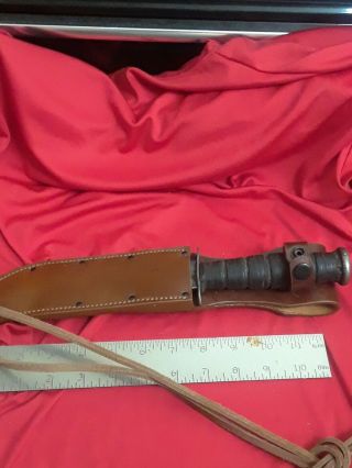 Camillus N.  Y.  Usmc Military Fighting Knife With Leather Sheath