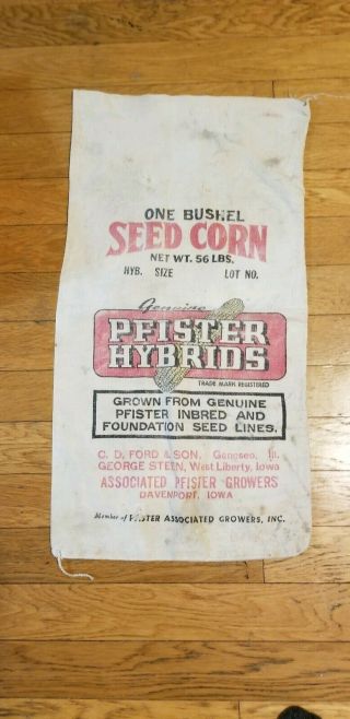 Vintage Pfister Hybrids Corn Arthur Walter Seed Co.  Apron Grand Ridge Illinos