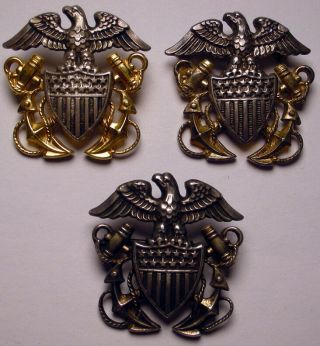Three Sterling Silver U.  S.  Navy Officer 