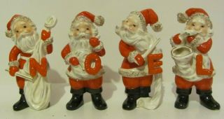 Vintage Japan 4 Piece Ceramic Christmas Santa Noel - Damages