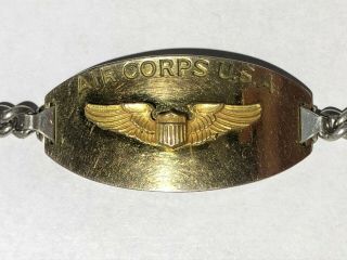 Wwii Us Army Stering Air Corps Pilot Wing Id Bracelet - 10k Gold Filled