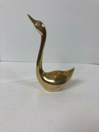 Vintage 9” Solid Brass Swan Bird Figurine Paperweight