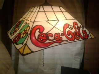 16” Vintage Coca Cola Coke Tiffany Style Plastic Hanging Swag Lamp - Collectible