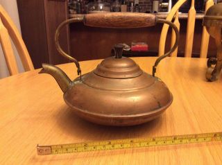 Antique Copper And Brass Tea Pot