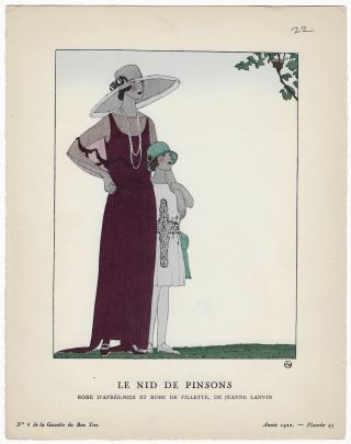 Vintage 1922 French Art Deco Pochoir Gazette Du Bon Ton Lanvin Flapper Fashion