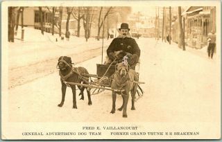 1910 Walker Real Photo Rppc Postcard Fred E.  Vaillancort & Dog Cart Ny Cancel
