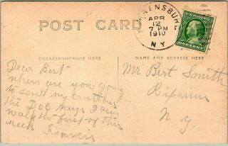 1910 WALKER Real Photo RPPC Postcard FRED E.  VAILLANCORT & Dog Cart NY Cancel 2