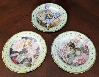 3 Vintage Flower Fairies Tin Plates Cicely Mary Barker Elite Gift Boxes England
