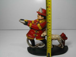 Midwest Importers of Cannon Falls Cast Iron Door Stop Fireman Dalmatian Dog Vtg 2