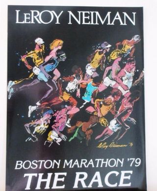 Leroy Neiman Le Numbered Bookplate " Boston Marathon 79 " Running Race Sports Art