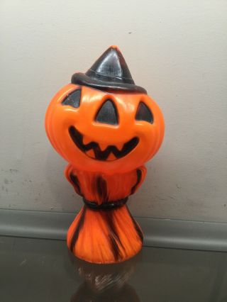 Vintage 1969 Empire Plastics Lighted Blow Mold Halloween Pumpkin Jol Scarecrow