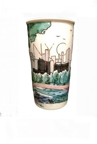 Starbucks York City Nyc Travel Mug Ceramic Tumbler 12oz Twin Towers