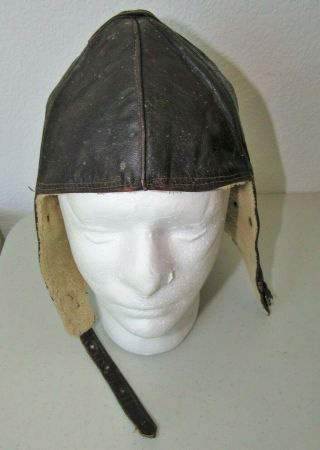 Wwii German Leather Flight Helmet Sheepskin Lined No Electronics
