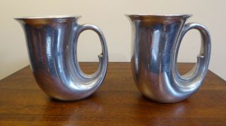 Two Vintage Wilton Armetale Rwp French Horn Beer Stein Mug Pewter Usa W/paper