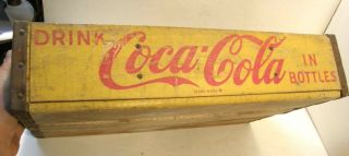 Vintage Drink Coca Cola Coke Wooden Yellow Bottle Carrier Crate Box 18x12x4