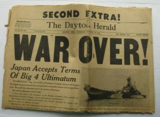 Dayton Herald Newspapers Aug 14th 1945 War Over Second Extra