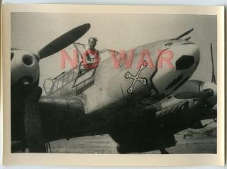 Wwii German Photo Luftwaffe Airplane W Division Emblem On Airdrome