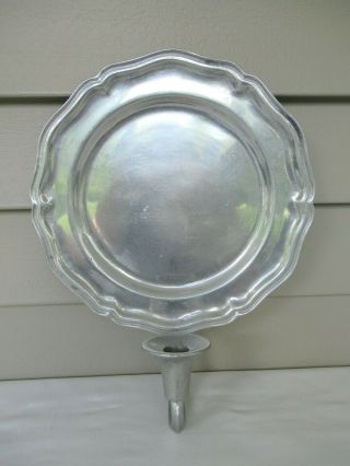 Vtg Wilton Armetale Rwp Pewter Queen Anne 10.  5 " Dinner Plate Wall Candle Sconce