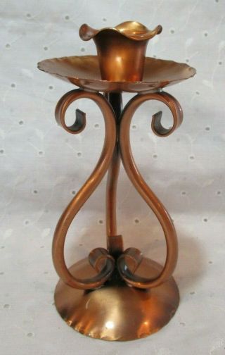 Vintage Hand Hammered Gregorian Usa Solid Copper 6 " Candlestick Candle Holder