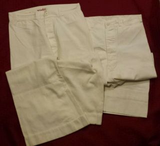 Vintage Wwii Us Navy White Crackerjack Sailor Bell Bottom Pants 2 Pair