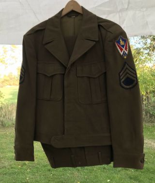 Wwii 1944 Cut Down Army Airforce Zipper Ike Jacket With Patch And Chevrons