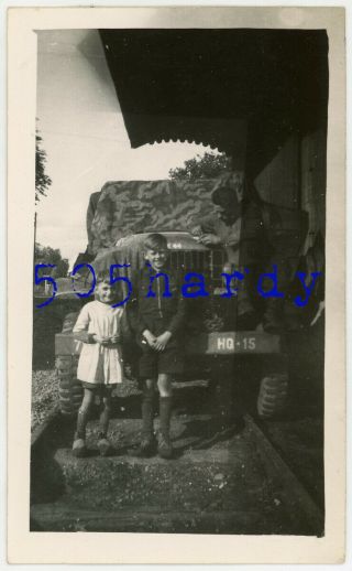 Wwii Us Gi Photo - Us Captured German Zeltbhan Draped Over 304th Engineer Truck