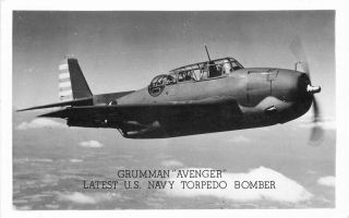 Aircraft 1940s Ww2 Military Rppc Photo Postcard Grogan Grumman Avenger 11477
