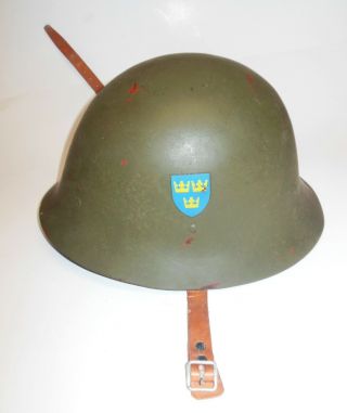 Ww2 Wwii Era Swedish Army Military Steel Helmet W/liner & Straps