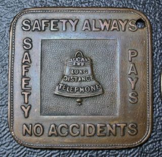 Vintage Square Token - Local And Long Distance Telephone Safety Always -
