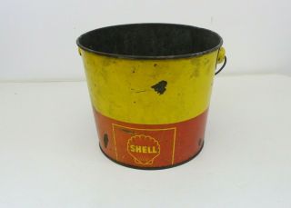 Vintage Shell Grease Tin Gas Oil Advertising Paint Bucket Can Pail Metal M52