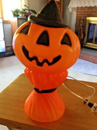 Vintage 1969 Empire Plastic Jack O Lantern 14 " Halloween Blow Mold Orig.  Tag/lig