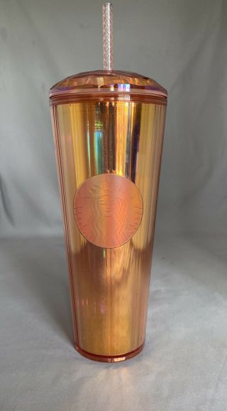 Starbucks Array Of Rose Gold Iridescence Acrylic Cold Cup 24 Oz 2020.  Nwt