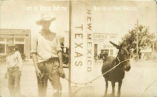 Cowboy Donkey Texas Mexico 60 1920s Rppc Photo Postcard 20 - 1679