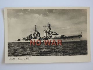 Wwii War German Postcard Kriegsmarine Battle Ship Light Cruiser Kreuzer Köln