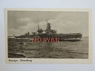 Wwii War German Postcard Kriegsmarine Battle Ship Cruiser Kreuzer Nürnberg
