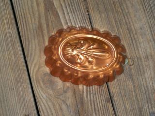 Vintage Copper Tin Lined Cooking Jello Food Mold W/ Brass Hook Portugal