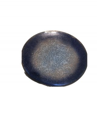 Jade Snow Wong Enamelware Copper Dish In Blue Speckled Enamel 5.  5” 1971