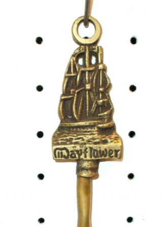 Early English Brass Toasting Fork With The Mayflower Sailing Ship Handle