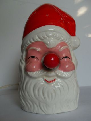 Vintage Santa Claus Head Face With Light Up Bulb Nose Mcm St.  Nick