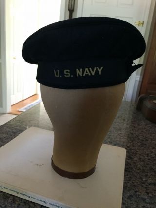 Vintage Wwii Us Navy Usn Sailor Cracker Jack Wool Uniform Cap Size 6 7/8