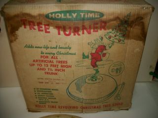 Vintage 1961 Holly Time Revolving Christmas Tree Stand W/ Music Box