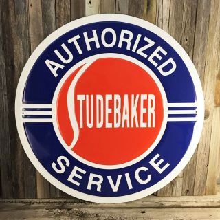 Studebaker Authorized Service Large 24 " Round Metal Tin Sign Garage Man Cave