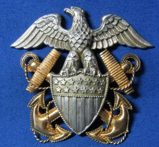 Wwii Gold & Sterling Navy Naval Officer Hat Badge By H&h Viking
