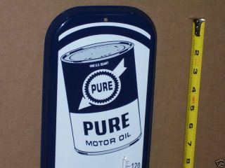 Pure Oil Co - Shows Old Quart Motor Oil Tin Can - Gas Station - Temperature Sign