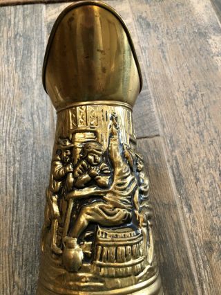 Vtg Brass Pitcher Made In England Stamped English Pub Scene